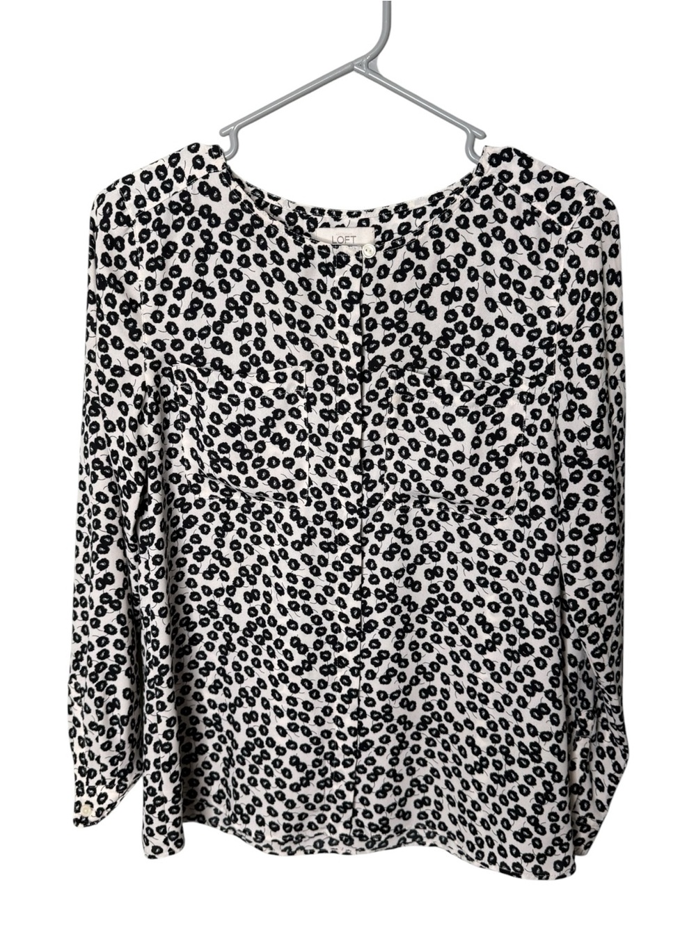 LOFT Black and White Size S Floral Print Blouse